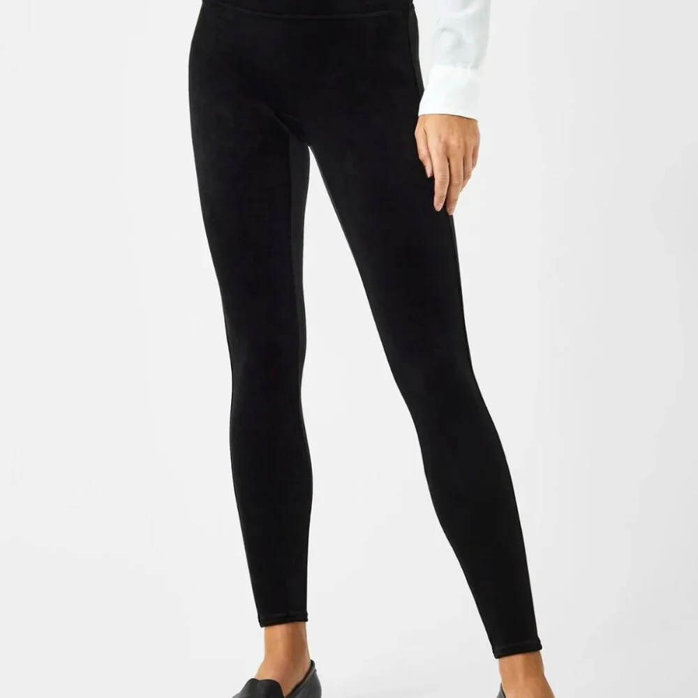 Spanx Women's Black Velvet Ankle Leggings ~ XS ~ Buttery Soft - Picture 2 of 7